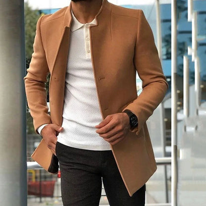 Chaquetas cortavientos para hombre, estilo business casual, de mezcla de lana, moda otoño-invierno, cuello alto, estilo vintage. Ropa de abrigo para hombre.