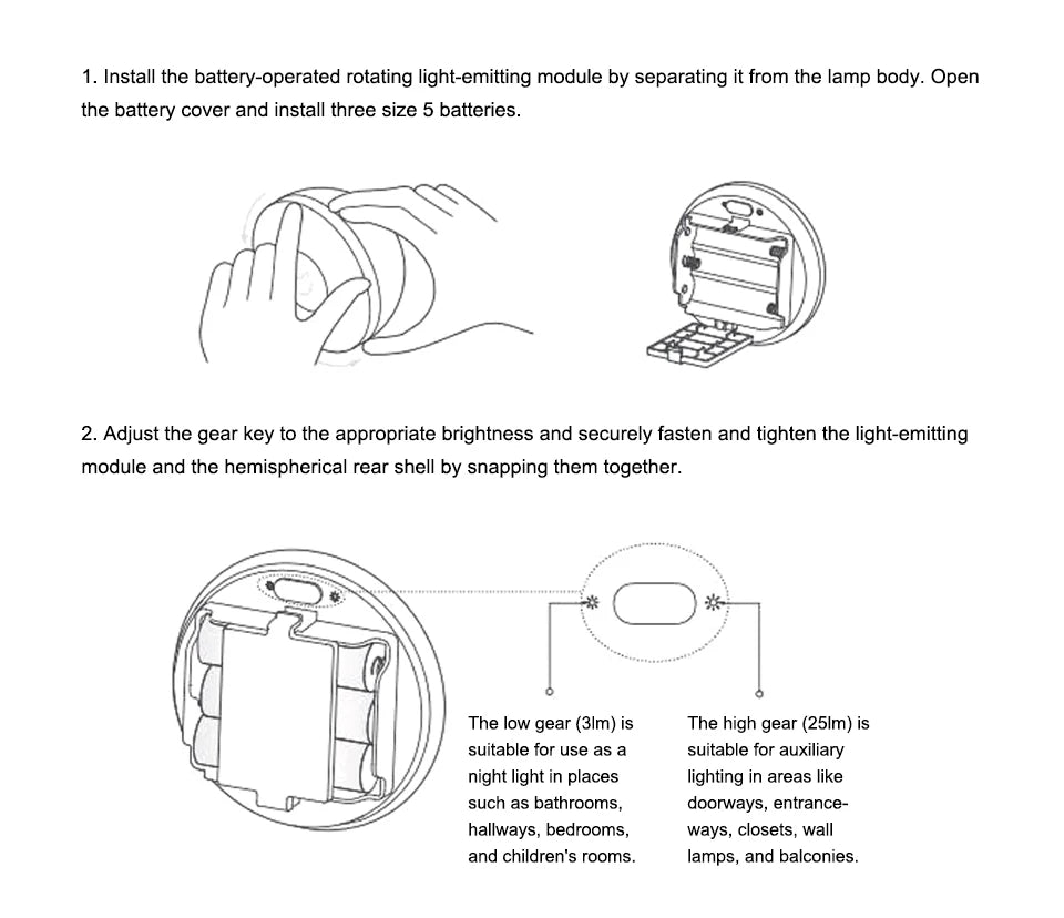 Luz nocturna LED por inducción Xiaomi Mijia, 2 lámparas, brillo ajustable, sensor infrarrojo inteligente de presencia humana con base magnética