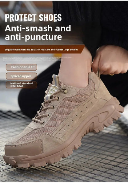 Spring New Men's Steel Toe Safety Shoes Breathable Work Shoes Anti Crush And Piercing High Temperature Resistant Wear Proof