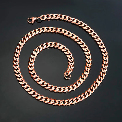 Cadena de eslabones cubanos de acero inoxidable de color rosa de 3,6 mm, 5 mm y 7 mm, collar clásico para mujer y niña, de 14 a 30 pulgadas