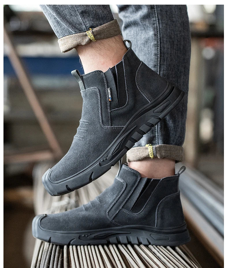Botas de trabajo con puntera de acero, calzado de trabajo antiperforación para hombre, zapatos de trabajo indestructibles, zapatos de trabajo para exteriores, botas de seguridad para hombre.