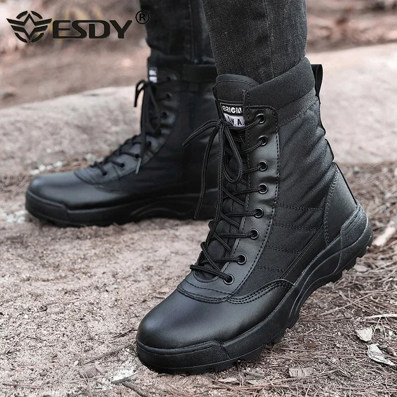 Botas de combate para hombre, botines tácticos de caña alta (tallas 36-46), calzado de seguridad para trabajo, botas de motociclista.