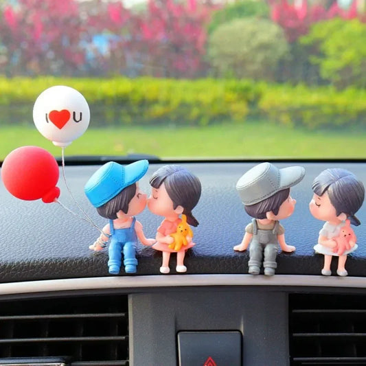 Lindos adornos de pareja para coche, decoración de interiores, manualidades, escritorio de oficina, globos, adornos de pareja, decoración de figuras para panel de instrumentos