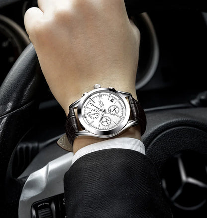 LIGE - Nuevos relojes de moda para hombre, marca superior de lujo, informal, militar, de cuero, de cuarzo, para negocios, resistente al agua, deportivo, cronógrafo