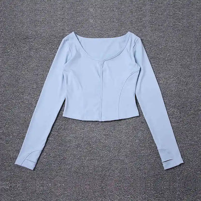 Ropa de yoga fitness para mujer, ropa deportiva de manga corta con escote cuadrado, otoño 2025, de secado rápido, transpirable y adelgazante.