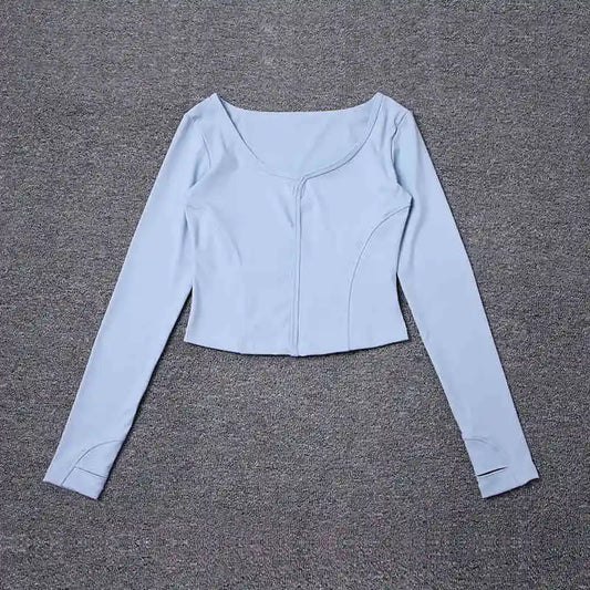 Ropa de yoga fitness para mujer, ropa deportiva de manga corta con escote cuadrado, otoño 2025, de secado rápido, transpirable y adelgazante.