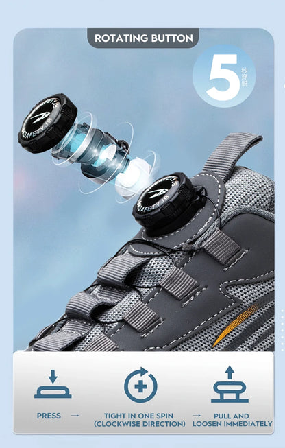 Small Size Rotary Buckle Work Safety Shoes For Men Air Soft Sole Lightweight Protective Work Sneakers Men and Women Shoes