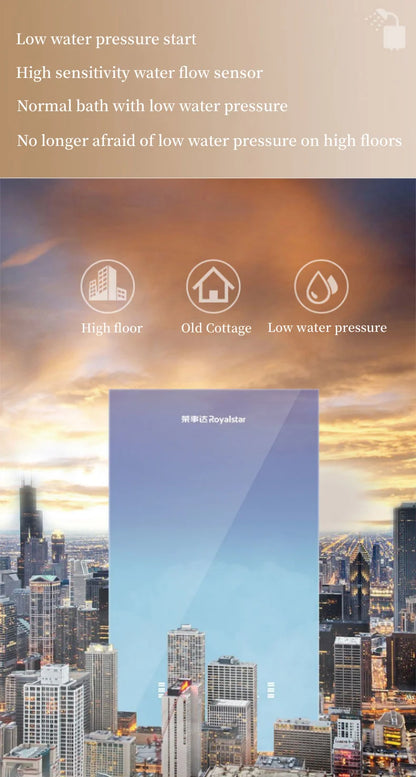 Calentador de agua eléctrico de calentamiento instantáneo para hogares pequeños. Calentamiento rápido, 8500 W. Temperatura constante inteligente. Sin depósito de agua.