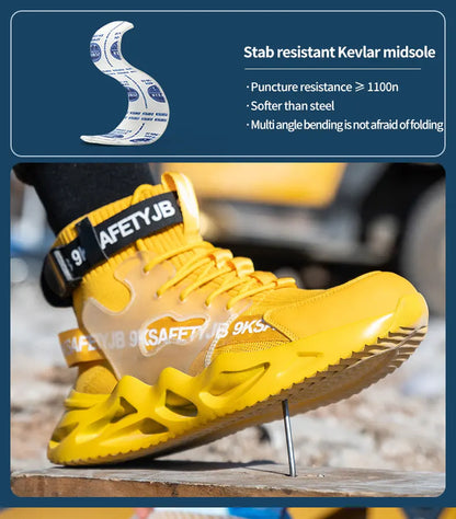 Zapatos de seguridad con puntera de acero para hombre y mujer, botas de trabajo ligeras, transpirables y cómodas, zapatillas de seguridad para la construcción industrial, botas para hombre.