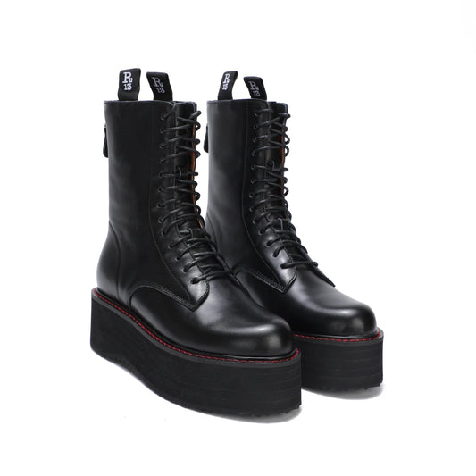 Botas de mujer de nuevo estilo con suela gruesa y cremallera trasera con cordones ajustables