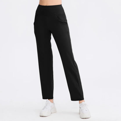 Pantalones deportivos para mujer, estilo casual, para yoga, holgados, de talle alto, elásticos, para entrenamiento físico, rectos, para correr, Yu02334