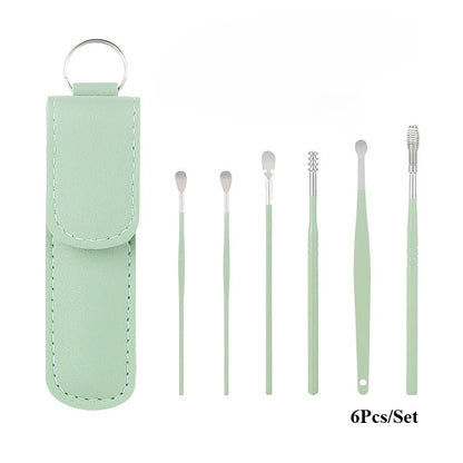Kit de limpieza de oídos de 6 piezas, removedor de cerumen, cureta, cuchara, herramienta de extracción para bebés y adultos.