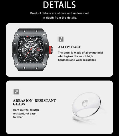 Reloj CURREN 3D para hombre, de cuarzo, de acero inoxidable, resistente al agua, creativo, con correa de silicona, reloj de pulsera