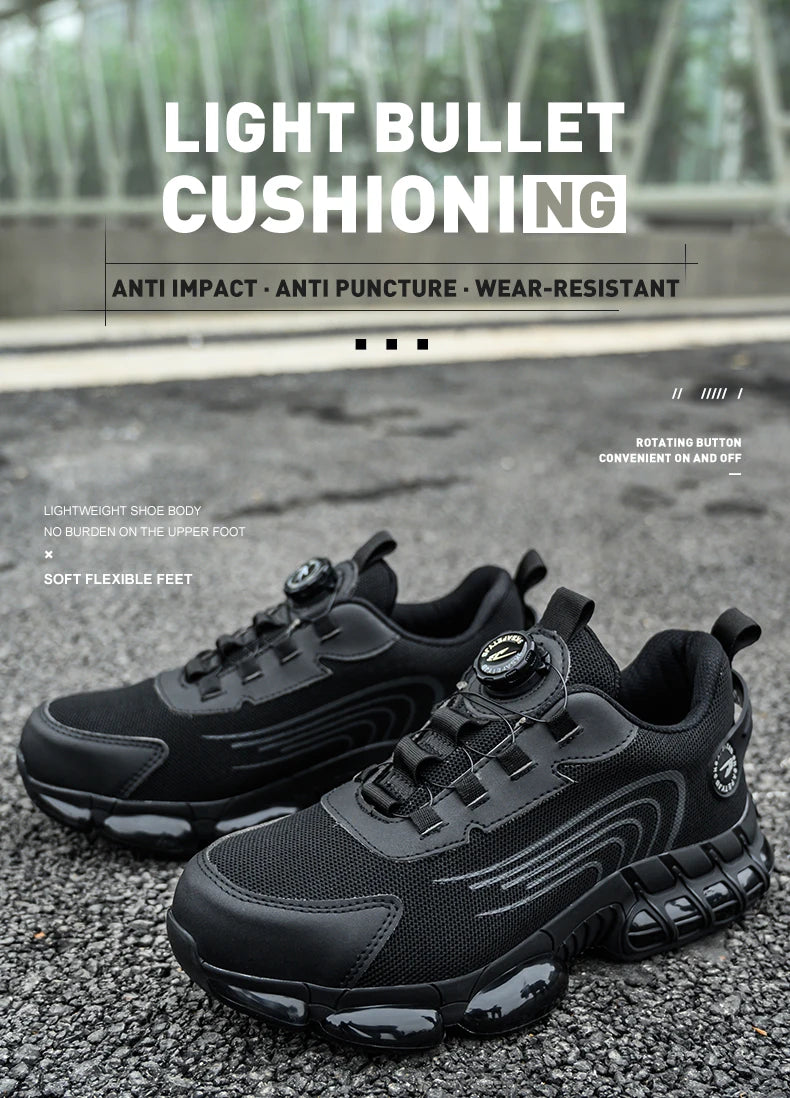 Small Size Rotary Buckle Work Safety Shoes For Men Air Soft Sole Lightweight Protective Work Sneakers Men and Women Shoes