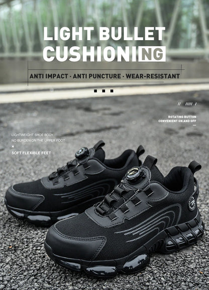 Small Size Rotary Buckle Work Safety Shoes For Men Air Soft Sole Lightweight Protective Work Sneakers Men and Women Shoes