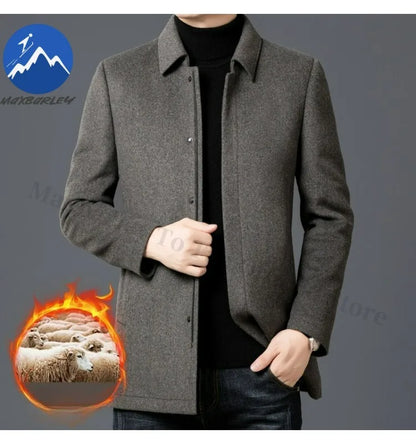 Chaqueta de lana para hombre Maxbarley, estilo moderno, con solapa, ideal para actividades al aire libre, oficina, parka gruesa y cálida, estilo casual y elegante, ligera, perfecta para el invierno.