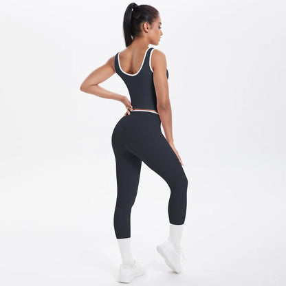 Conjunto de 2 piezas de pantalones de yoga con espalda descubierta y leggings para correr, de cintura alta, con estampado de melocotón y glúteos, para fitness y deportes.