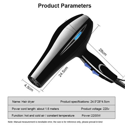 Secador de pelo profesional de 2200 W, potente, de calentamiento rápido, con ajuste de frío y calor, con aire iónico y colector de aire.