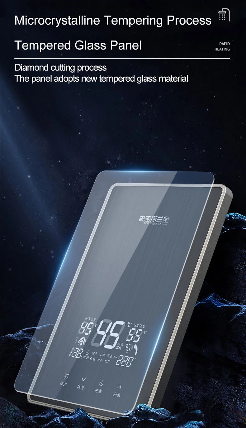 Calentador eléctrico instantáneo de agua IPX4, 7500 kW, calentamiento rápido, sin tanque, con pantalla LED y resistencia al agua.