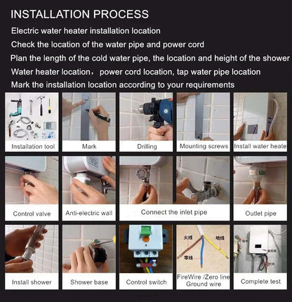 Calentador de agua eléctrico inteligente sin tanque, máquina de agua caliente rápida para el hogar, baño de hotel o apartamento, ducha de agua caliente