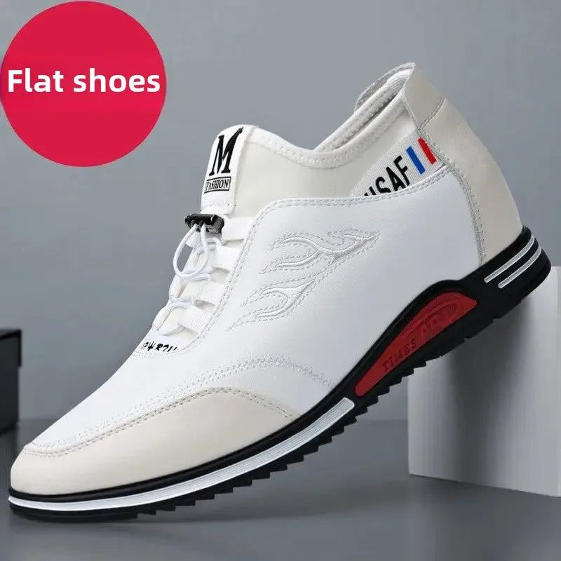 Zapatillas deportivas informales de moda para hombre, con aumento de altura invisible de 6 a 8 cm, de cuero auténtico, para verano.
