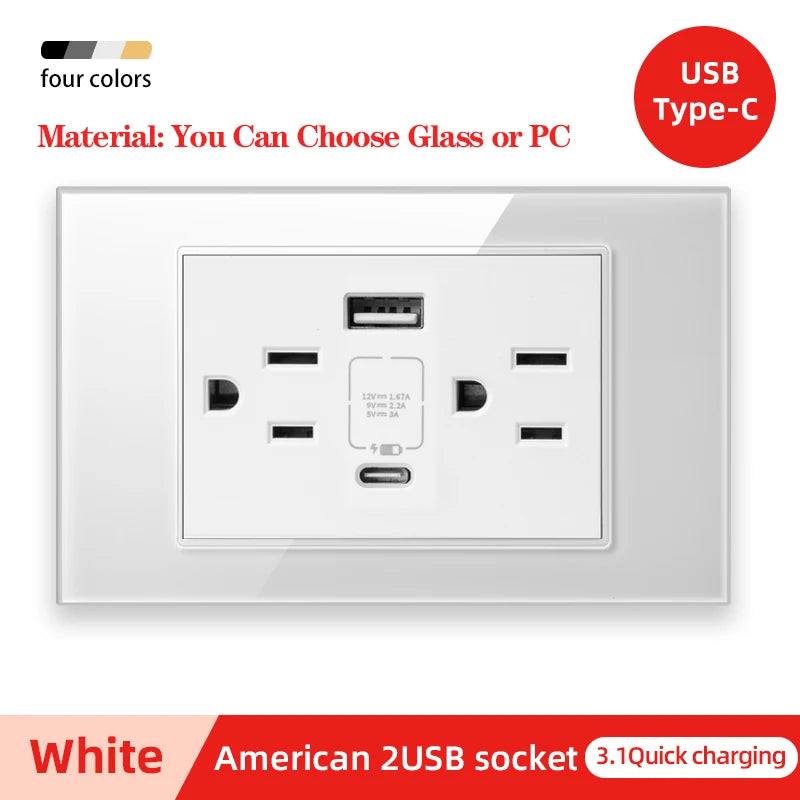 Adaptador de enchufe Herepow serie 118, enchufe de pared estándar americano con doble puerto USB, para electrodomésticos inteligentes, tipo C, carga rápida de 3,1 A.