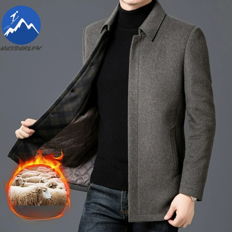 Chaqueta de lana para hombre Maxbarley, estilo moderno, con solapa, ideal para actividades al aire libre, oficina, parka gruesa y cálida, estilo casual y elegante, ligera, perfecta para el invierno.