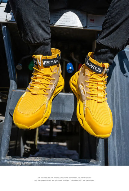 Zapatos de seguridad con puntera de acero para hombre y mujer, botas de trabajo ligeras, transpirables y cómodas, zapatillas de seguridad para la construcción industrial, botas para hombre.