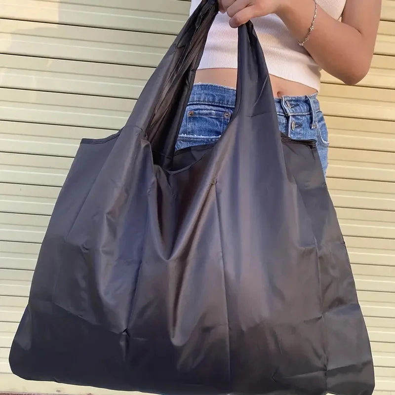 Bolsa de supermercado plegable, portátil y de gran capacidad, respetuosa con el medio ambiente, para guardar alimentos y llevar al hombro, impermeable.