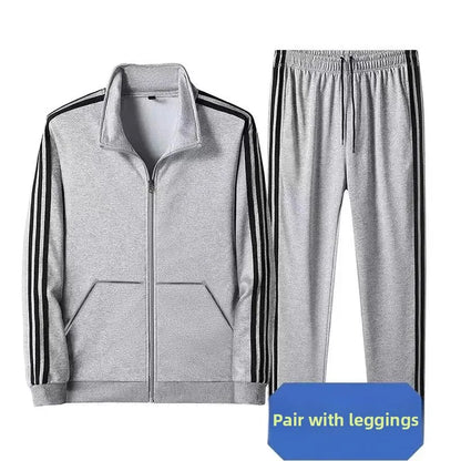 Conjunto deportivo para pareja, de manga larga y cuello alto, para correr, primavera y otoño, corte ajustado, versátil, popular, para correr por la mañana, dos piezas