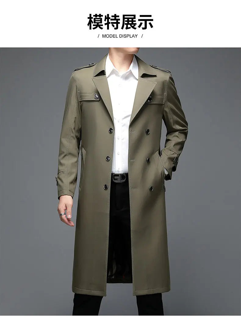 Spring Autumn Streetwear Fashion Trench Coat Men's Designer Overlong British Coats Man's Clothing With Epaulets Men's Jackets