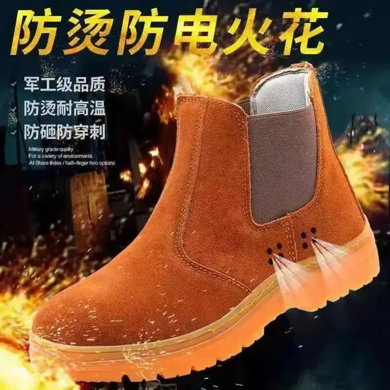 Calzado de seguridad laboral para hombres y mujeres. Antiaplastamiento, antiperforación, antideslizante y antiescaldaduras. Calzado de protección para soldadura eléctrica.