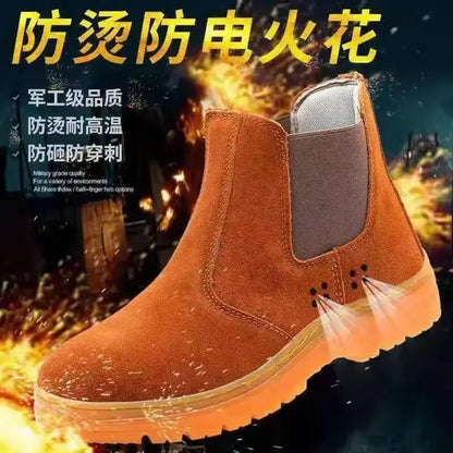 Calzado de seguridad laboral para hombres y mujeres. Antiaplastamiento, antiperforación, antideslizante y antiescaldaduras. Calzado de protección para soldadura eléctrica.