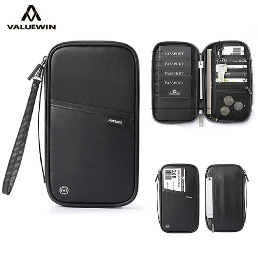 Cartera de viaje, pasaporte, tarjetero, organizador, bolsa para billetes, porta billetes, porta documentos, bolso de mano, bolsa de almacenamiento