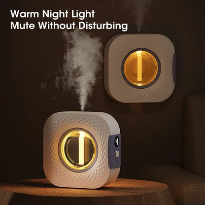 Difusor purificador de aire de 60 m² con aromaterapia y desodorización de inodoros, humidificador de pared con luz nocturna colorida.
