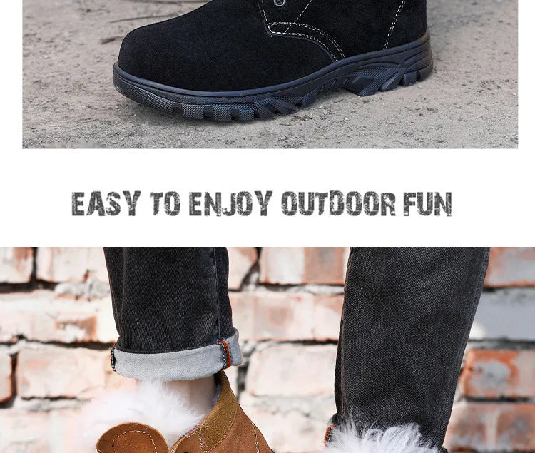 Snow Boots Men's Winter Fur Integrated Men's Shoes Fleece Thickened Warm Labor Insurance Shoes