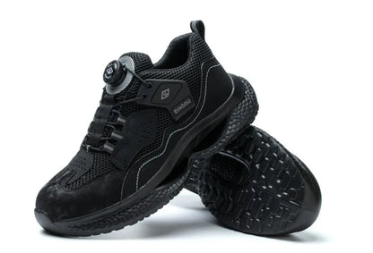 Zapatos de seguridad de trabajo con botón giratorio para hombres y mujeres, zapatos con puntera de acero, botas de seguridad indestructibles, zapatillas de trabajo protectoras ligeras.