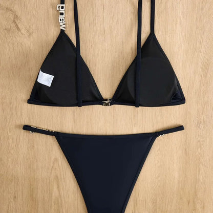 Conjunto de bikini sexy para mujer, traje de baño de dos piezas con estampado de triángulos de diamantes separados, estilo moderno