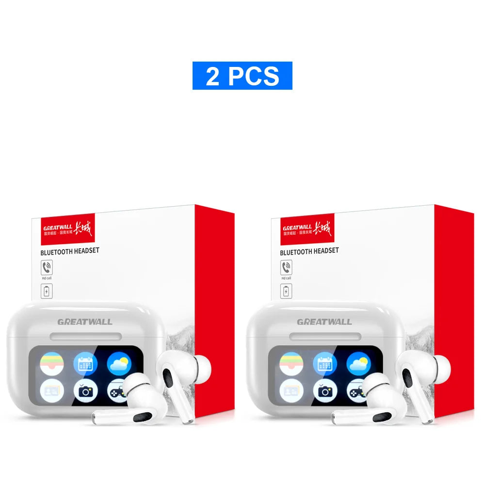 Auriculares inalámbricos GREATWALL TWS originales con Bluetooth, pantalla táctil LCD inteligente, sonido estéreo HiFi, llamadas HD y aplicación.