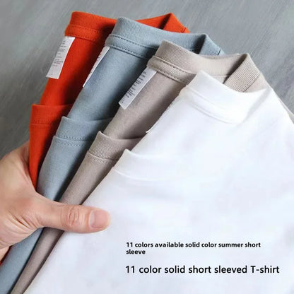 Camiseta de manga corta de color liso para hombre, corte entallado, clásica, versátil, interior, adelgazante, para verano, 2024