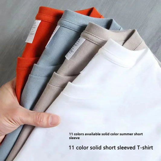 Camiseta de manga corta de color liso para hombre, corte entallado, clásica, versátil, interior, adelgazante, para verano, 2024