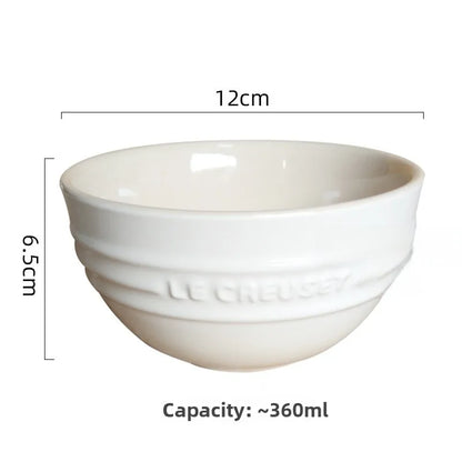 Cuenco de porcelana esmaltada de colores fríos Le Creuset, cuenco de arroz, cuenco para sopa con cara de arcoíris, cuenco francés con diseño de mono redondo para uso doméstico