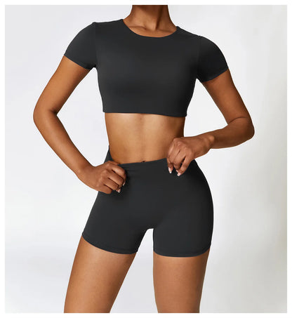 2PCS Seamless Yoga Set Women Workout Set Sportswear Gym Clothing Fitness Long Sleeve Crop Top High Waist Leggings Sports Suits