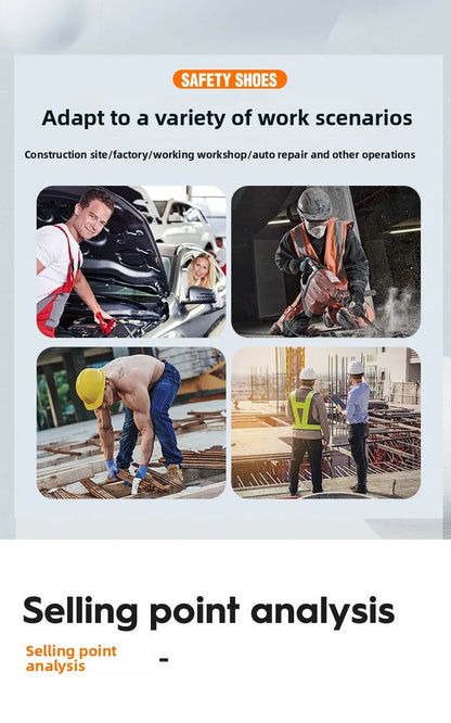 Zapatos de trabajo de cuero antiestáticos, de protección laboral, antiaplastamiento, antipinchazos, antideslizantes, antipolvo y resistentes al desgaste para hombre.