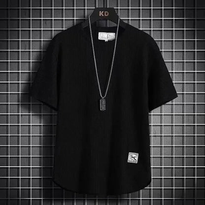 Camiseta de manga corta de seda blanca de hielo, fina, holgada, de talla grande, con cuello redondo, media manga, cinco mangas, informal, transpirable, para verano