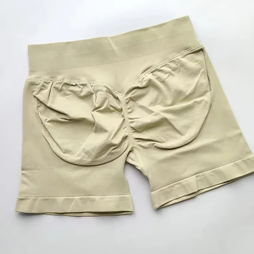 Pantalones cortos deportivos de impacto para mujer, cintura baja acanalada, sin costuras, ajustados, para entrenamiento, gimnasio, pantalones cortos elásticos para correr con cintura alta