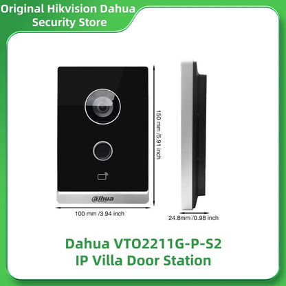 Estación de puerta IP Dahua VTO2211G-P-S2 para villas: audio bidireccional, llamada de voz, desbloqueo remoto, timbre, IP65, PoE, controla dos cerraduras.