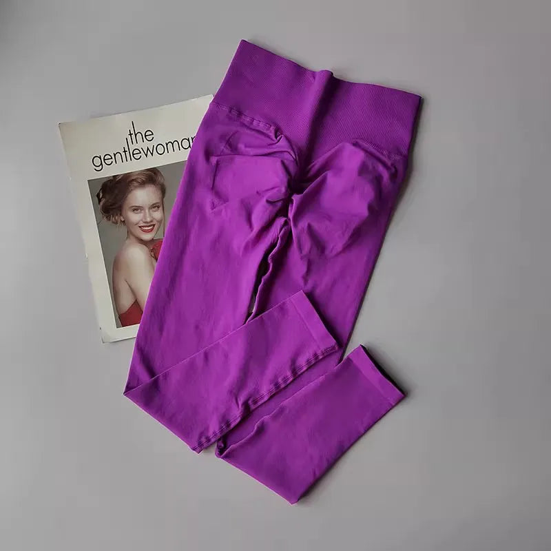 Pantalones de yoga deportivos sin costuras de cintura alta, leggings deportivos para levantar caderas, gimnasio, correr, de secado rápido, ajustados.