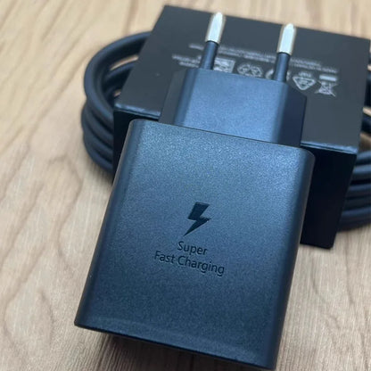 Cargador Samsung EP-T4510 de 45 W PD, carga súper rápida para Galaxy S25 Ultra Plus S24 S23 A56 C55, adaptador EU/EE. UU./Reino Unido, cable tipo C de 1,8 m.