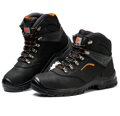 Zapatos de trabajo de cuero antiestáticos, de protección laboral, antiaplastamiento, antipinchazos, antideslizantes, antipolvo y resistentes al desgaste para hombre.
